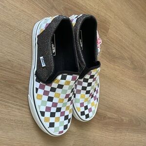Vans glitter checkerboard slip on shoes